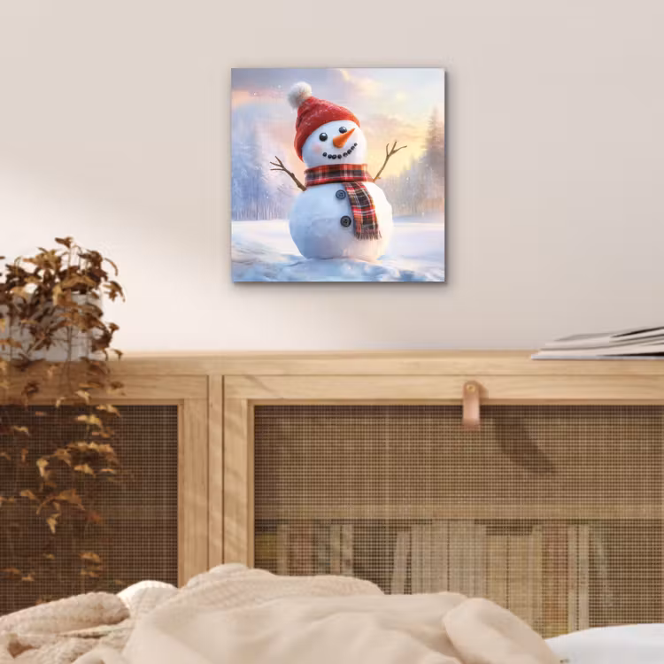 Aluminium schilderij - Sneeuwpop - Zonsondergang - Wit — 4