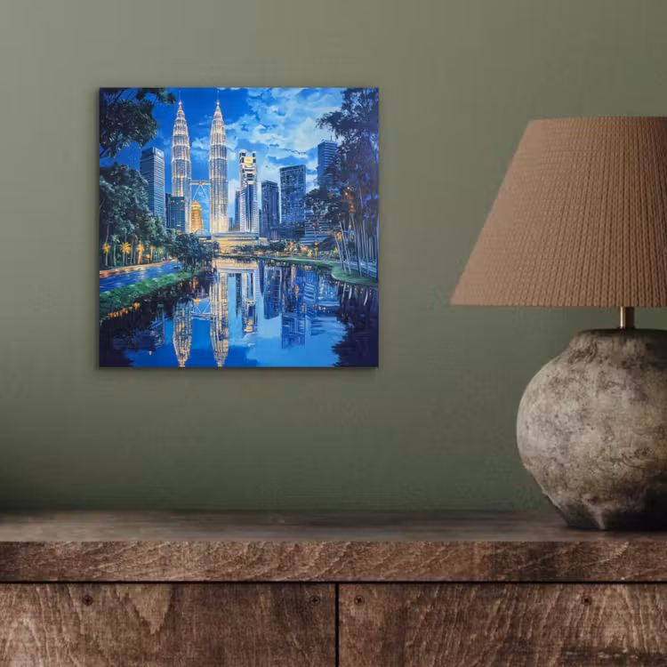 Aluminium schilderij - Stad Kuala Lumpur - Skyline - Wolkenkrabbers - Water — 3