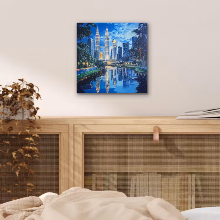 Aluminium schilderij - Stad Kuala Lumpur - Skyline - Wolkenkrabbers - Water — 4