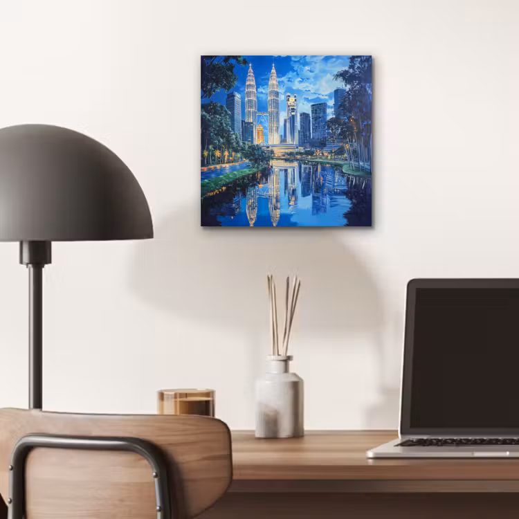 Aluminium schilderij - Stad Kuala Lumpur - Skyline - Wolkenkrabbers - Water — 6