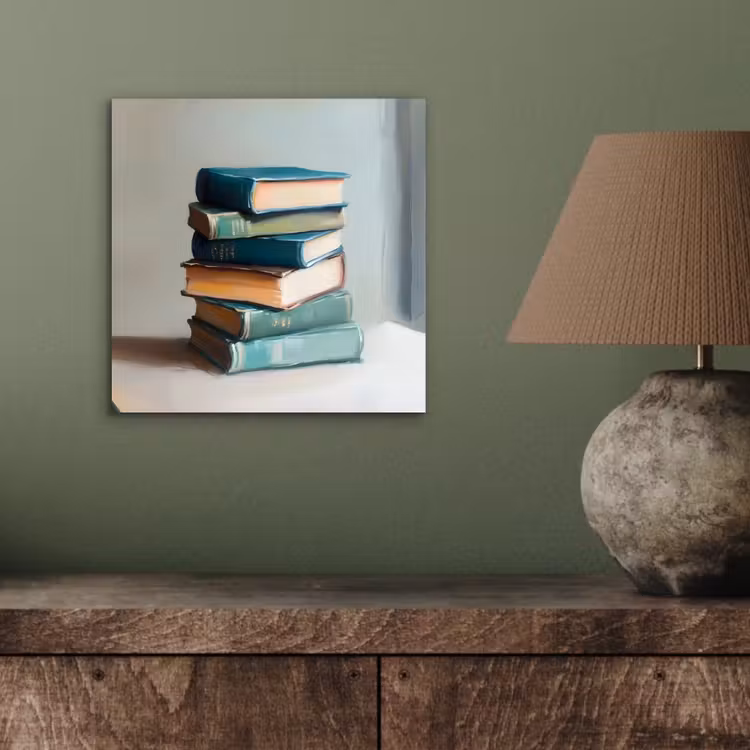 Aluminium schilderij - Stapel - Boeken - Groen - Daglicht — 3
