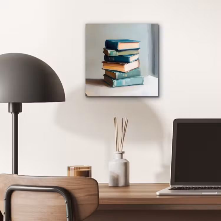 Aluminium schilderij - Stapel - Boeken - Groen - Daglicht — 6