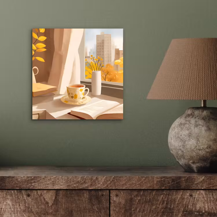 Aluminium schilderij - Thee - Boek - Thee - Herfst — 3