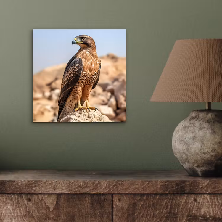 Aluminium schilderij - Valk - Vogel - Rots - Macht — 3
