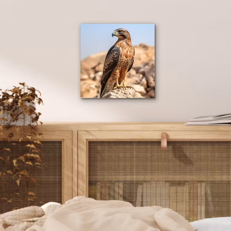 Aluminium schilderij - Valk - Vogel - Rots - Macht — 4