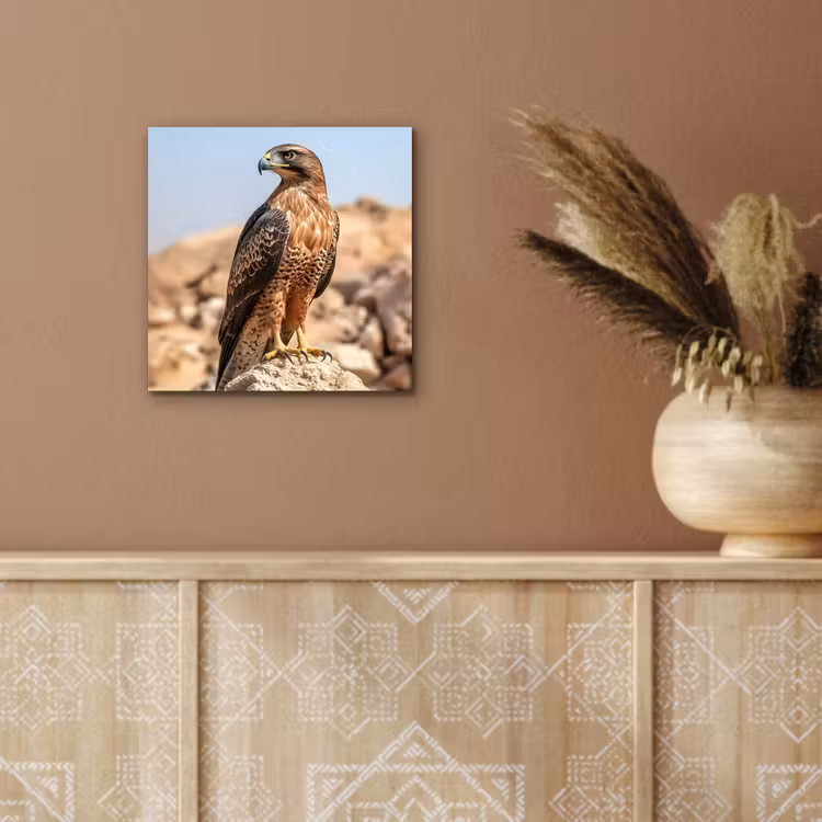 Aluminium schilderij - Valk - Vogel - Rots - Macht — 5