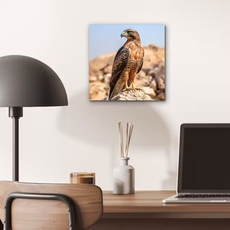 Aluminium schilderij - Valk - Vogel - Rots - Macht — 6