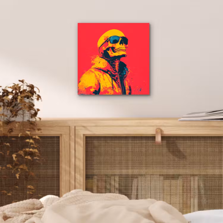 Aluminium schilderij - Zonnebril - Schedel - Jas - Rood — 4