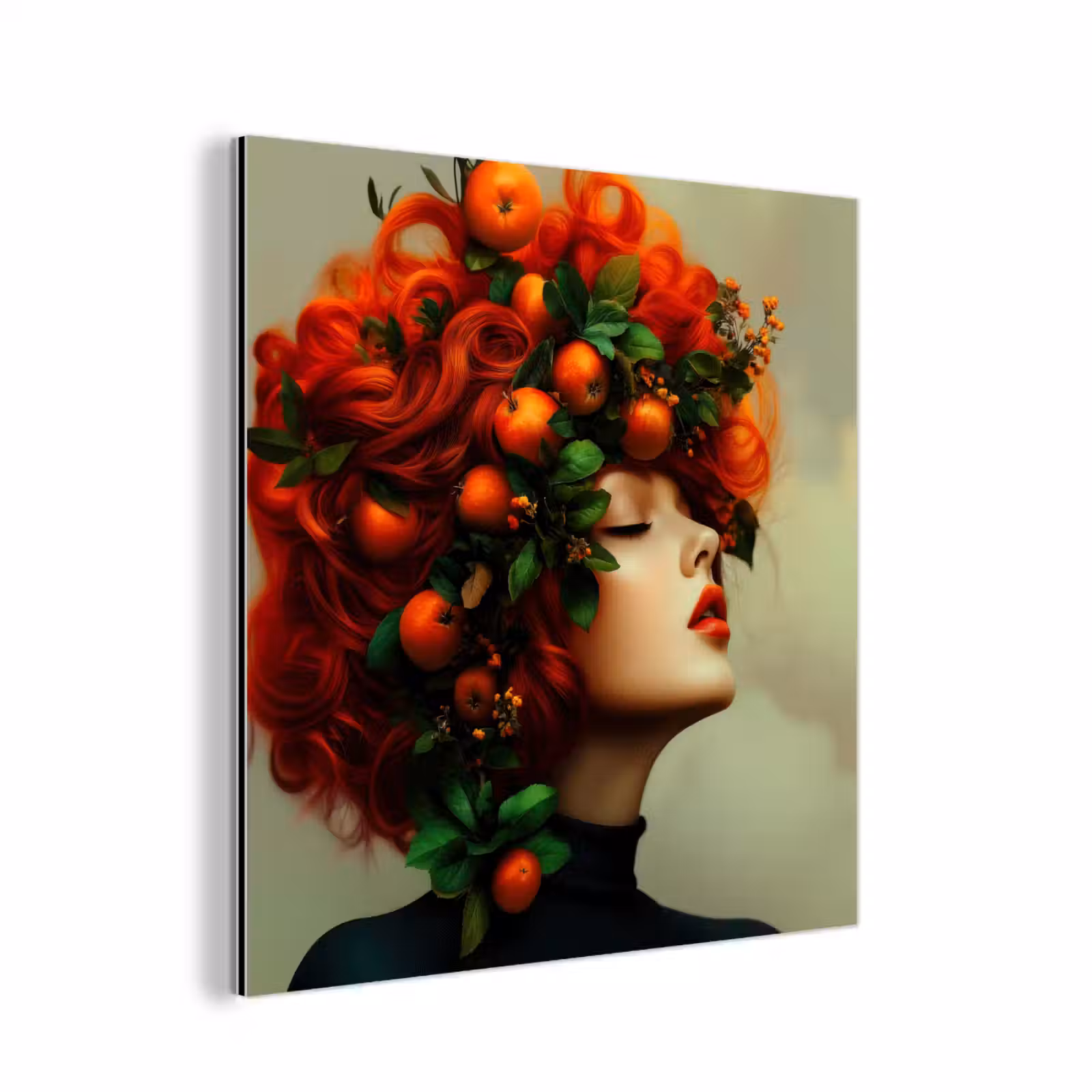 Aluminium schilderij - Vrouw - Appels - Rood - Bladeren — 1