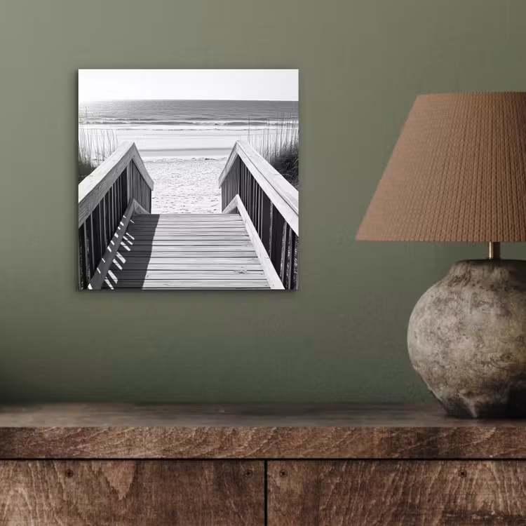 Aluminium schilderij - Loopbrug - Hout - Strand - Zee — 3