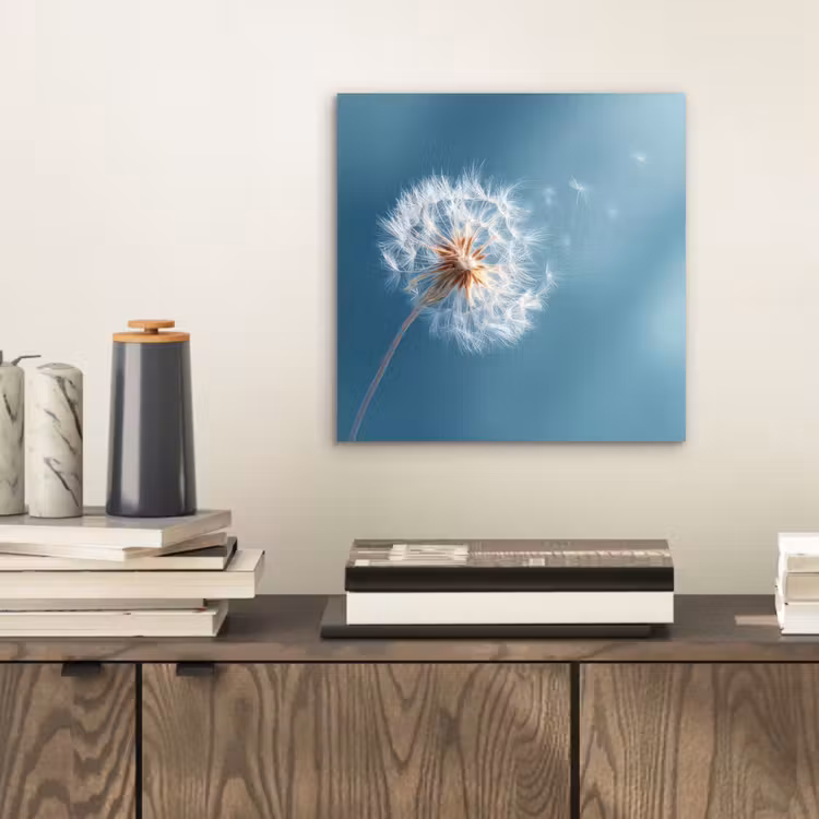 Aluminium schilderij - Paardenbloem - Wind - Blauw — 2