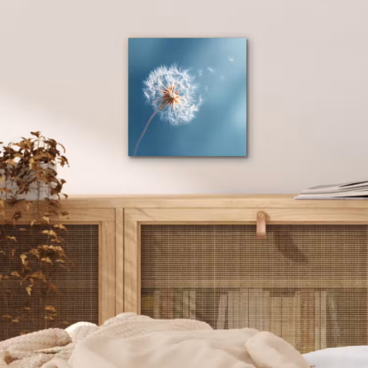 Aluminium schilderij - Paardenbloem - Wind - Blauw — 4