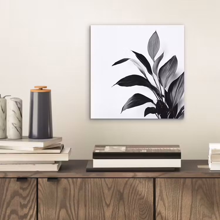 Aluminium schilderij - Plant - Bladeren - Minimalistisch - Zwart — 2