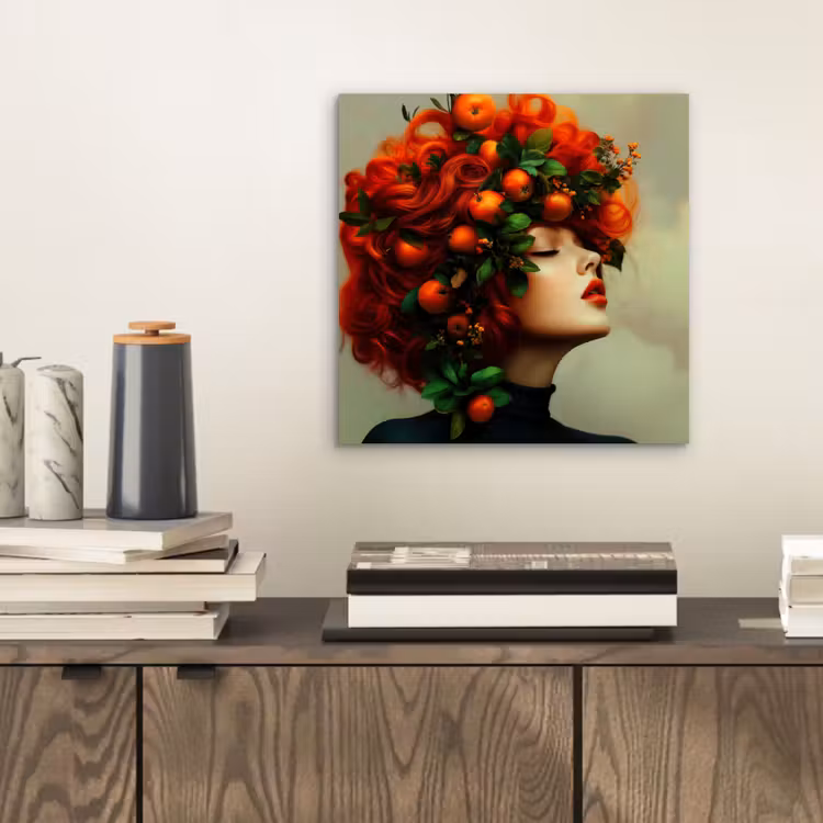 Aluminium schilderij - Vrouw - Appels - Rood - Bladeren — 2