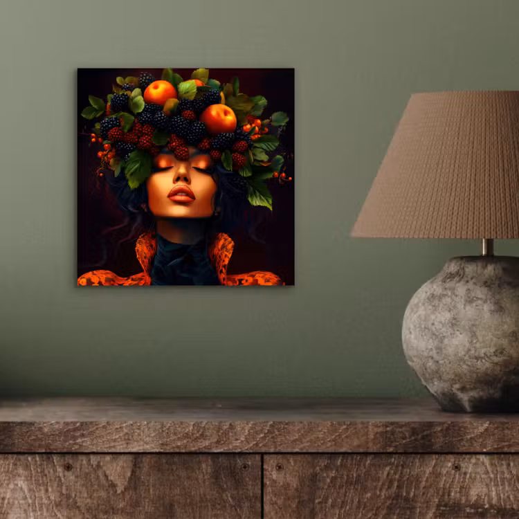 Aluminium schilderij - Vrouw - Zwart - Bessen - Bramen - Appels — 3