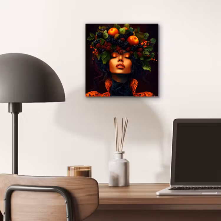 Aluminium schilderij - Vrouw - Zwart - Bessen - Bramen - Appels — 6