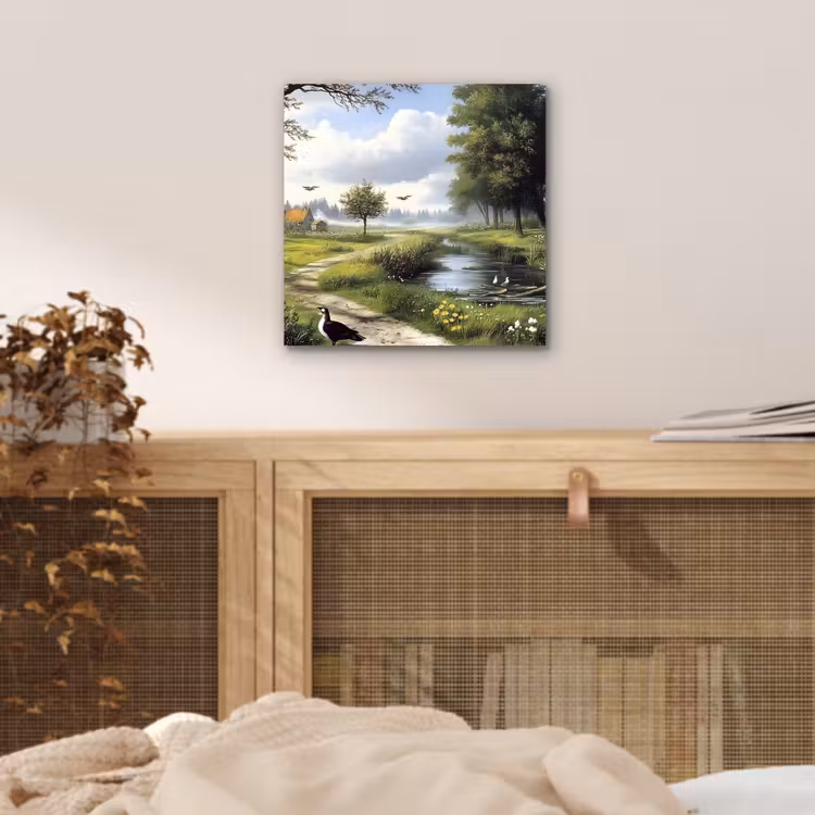 Aluminium schilderij - Zandpad - Groen landschap - Water — 4