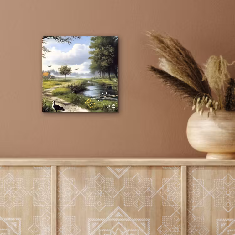 Aluminium schilderij - Zandpad - Groen landschap - Water — 5