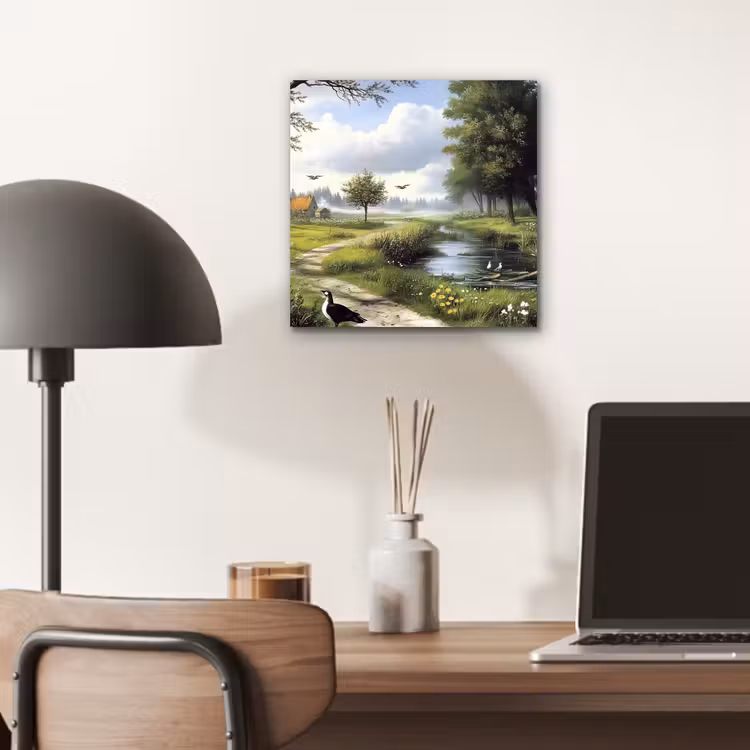 Aluminium schilderij - Zandpad - Groen landschap - Water — 6