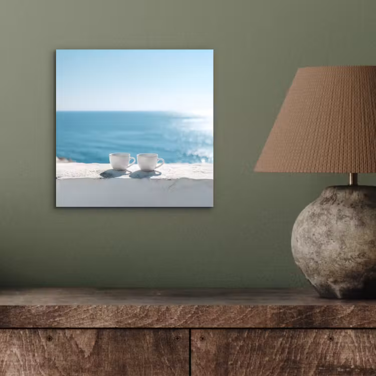 Aluminium schilderij - Zee - Koffiekopjes - Zomers — 3