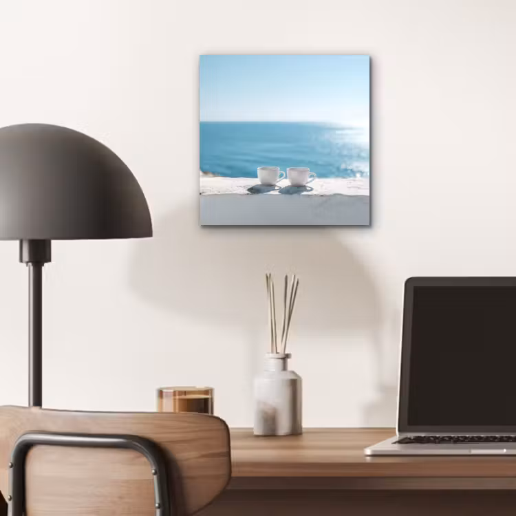 Aluminium schilderij - Zee - Koffiekopjes - Zomers — 6