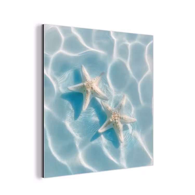 Aluminium schilderij - Zeesterren - Golvend water - Rustgevend — 1
