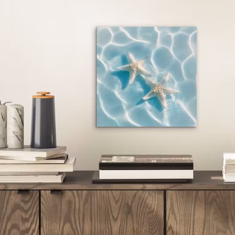 Aluminium schilderij - Zeesterren - Golvend water - Rustgevend — 2