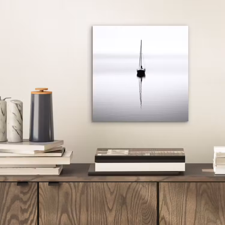 Aluminium schilderij - Zeilboot - Zwart - Water - Silhouet — 2