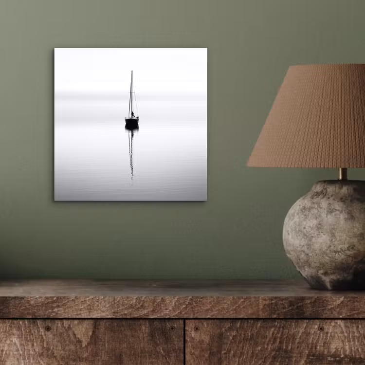 Aluminium schilderij - Zeilboot - Zwart - Water - Silhouet — 3