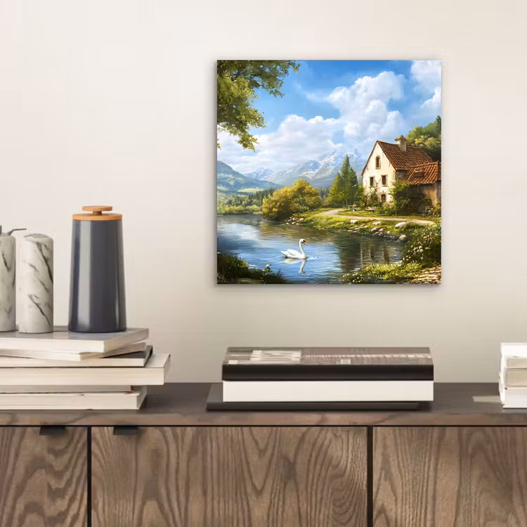 Aluminium schilderij - Zwaan - Bomen - Rust — 2