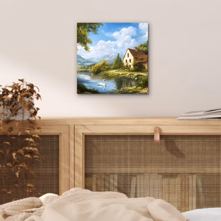 Aluminium schilderij - Zwaan - Bomen - Rust — 4