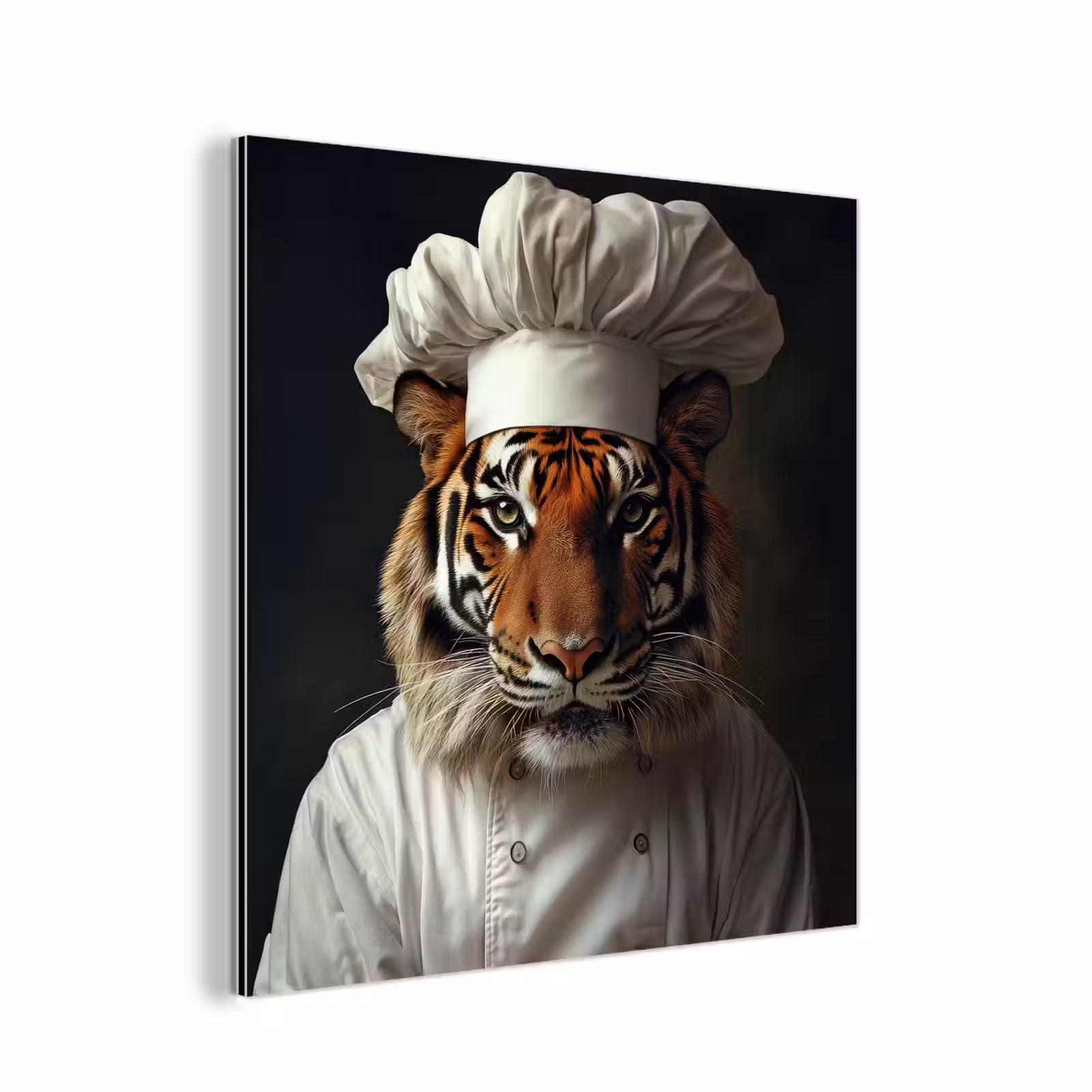 Aluminium schilderij - Tijger - Kokskleding - Bruin — 1