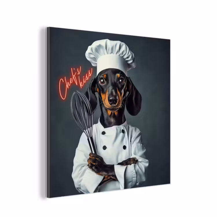 Aluminium schilderij - Quote - Neon - Hond - Kokskleding — 1