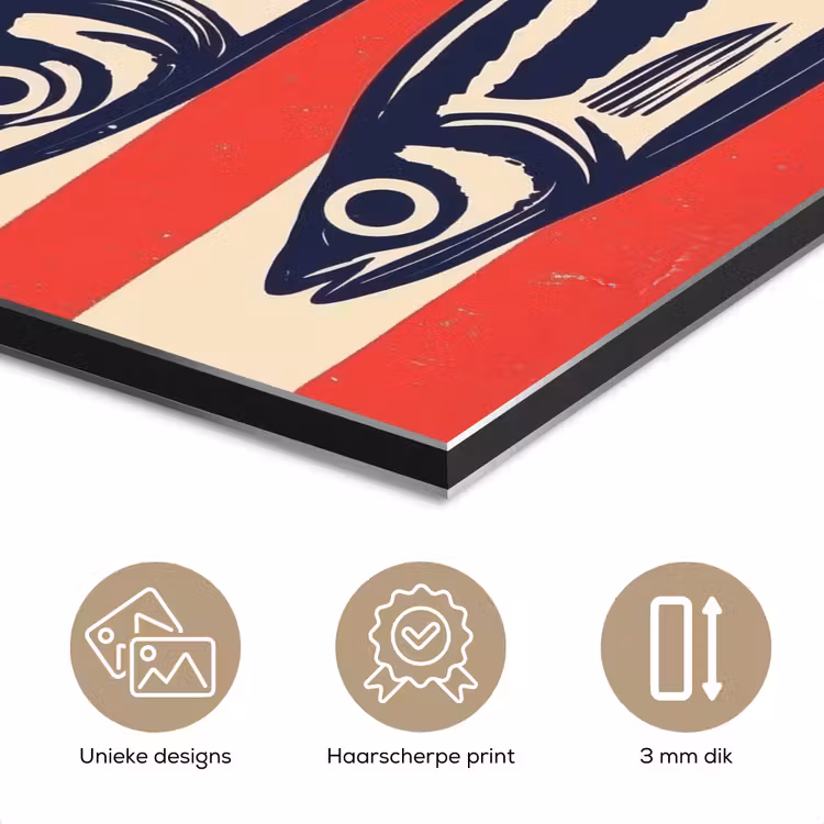 Aluminium schilderij - Sardines - Rood en beige strepen — 7