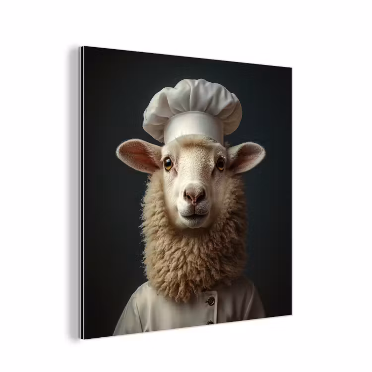 Aluminium schilderij - Schaap - Wol - Kok — 1