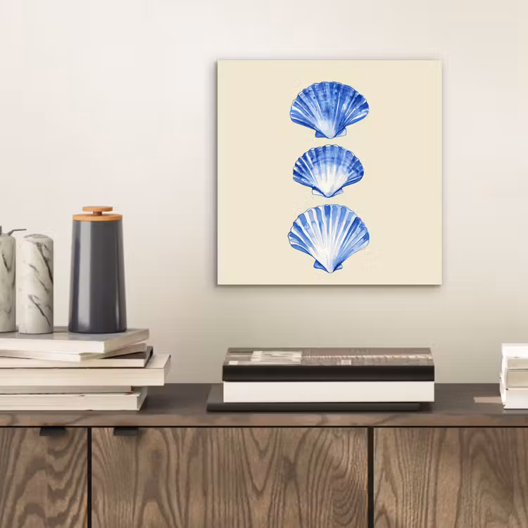 Aluminium schilderij - Schelpen - Blauw - Beige — 2