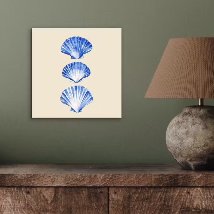 Aluminium schilderij - Schelpen - Blauw - Beige — 3