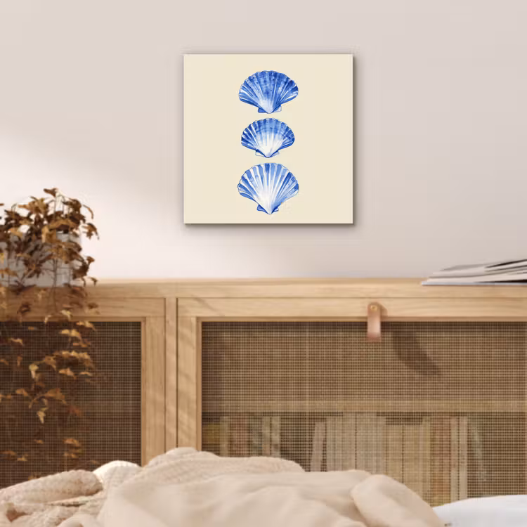 Aluminium schilderij - Schelpen - Blauw - Beige — 4