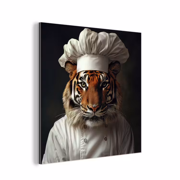 Aluminium schilderij - Tijger - Kokskleding - Bruin — 1
