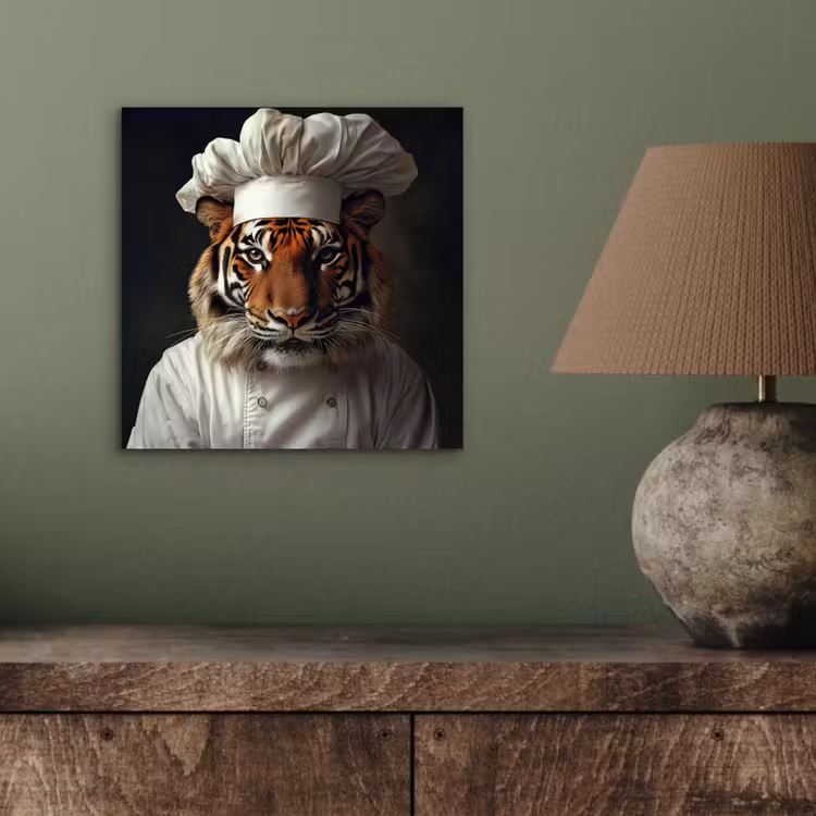 Aluminium schilderij - Tijger - Kokskleding - Bruin — 3