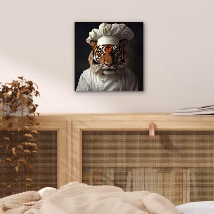 Aluminium schilderij - Tijger - Kokskleding - Bruin — 4