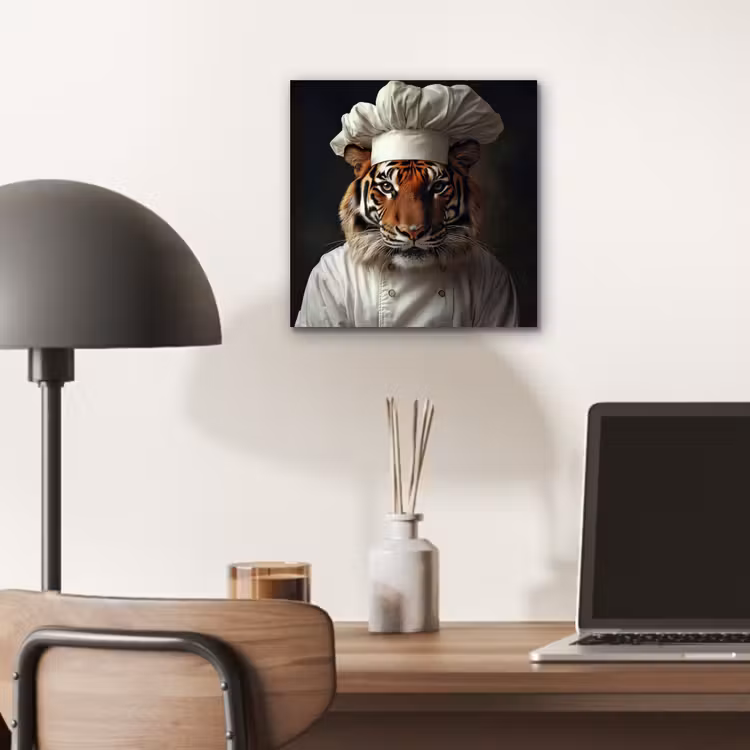 Aluminium schilderij - Tijger - Kokskleding - Bruin — 6