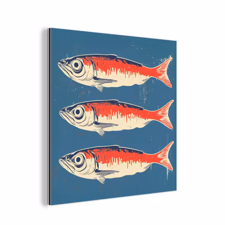 Aluminium schilderij - Vissen - Rood - Blauw — 1