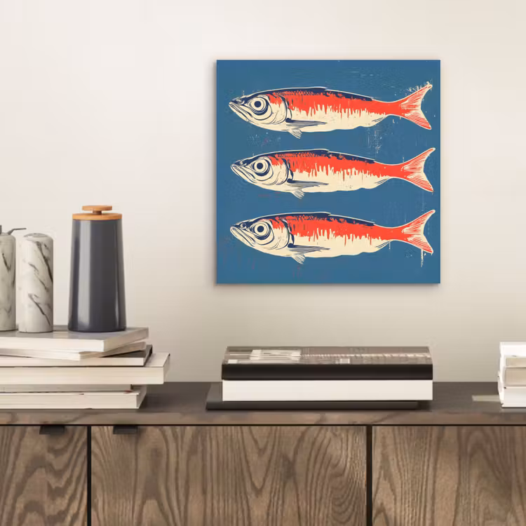 Aluminium schilderij - Vissen - Rood - Blauw — 2