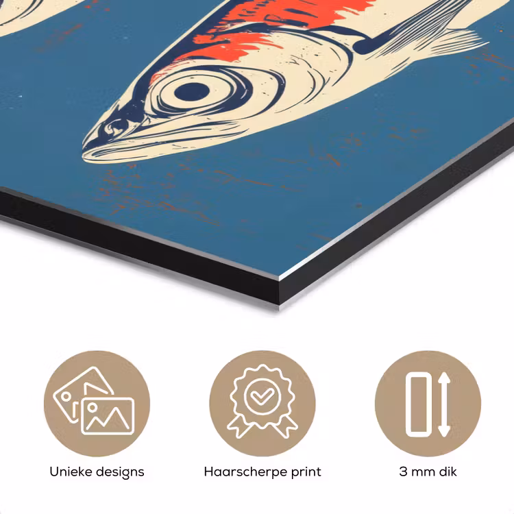 Aluminium schilderij - Vissen - Rood - Blauw — 7