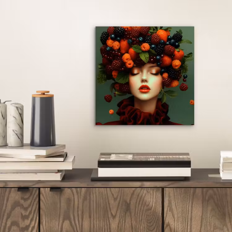 Aluminium schilderij - Vrouw - Aardbeien - Frambozen - Bramen - Bessen — 2