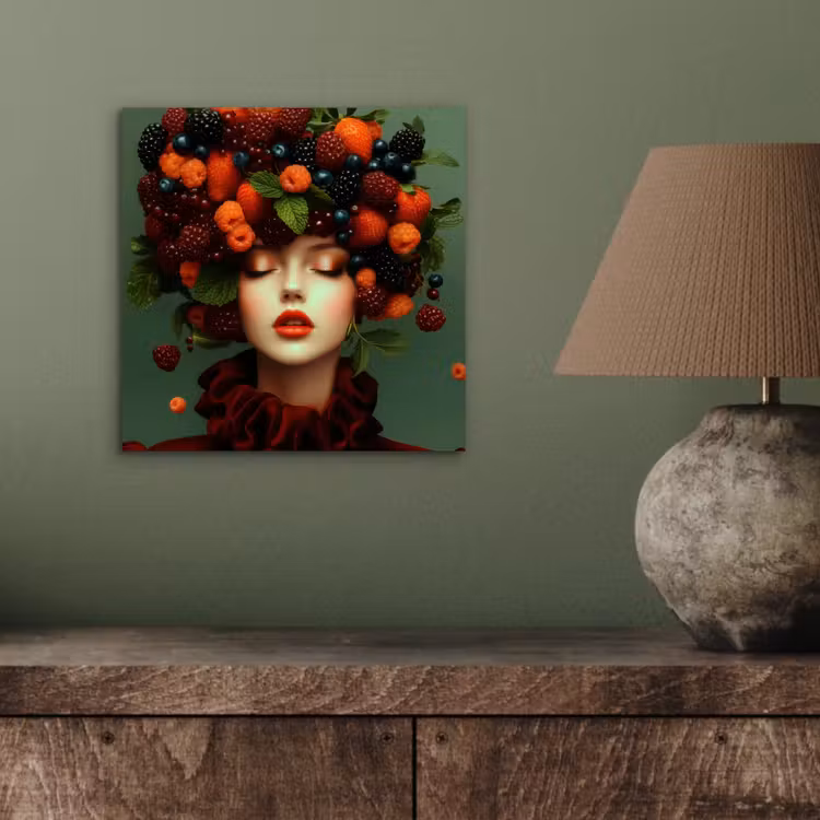 Aluminium schilderij - Vrouw - Aardbeien - Frambozen - Bramen - Bessen — 3