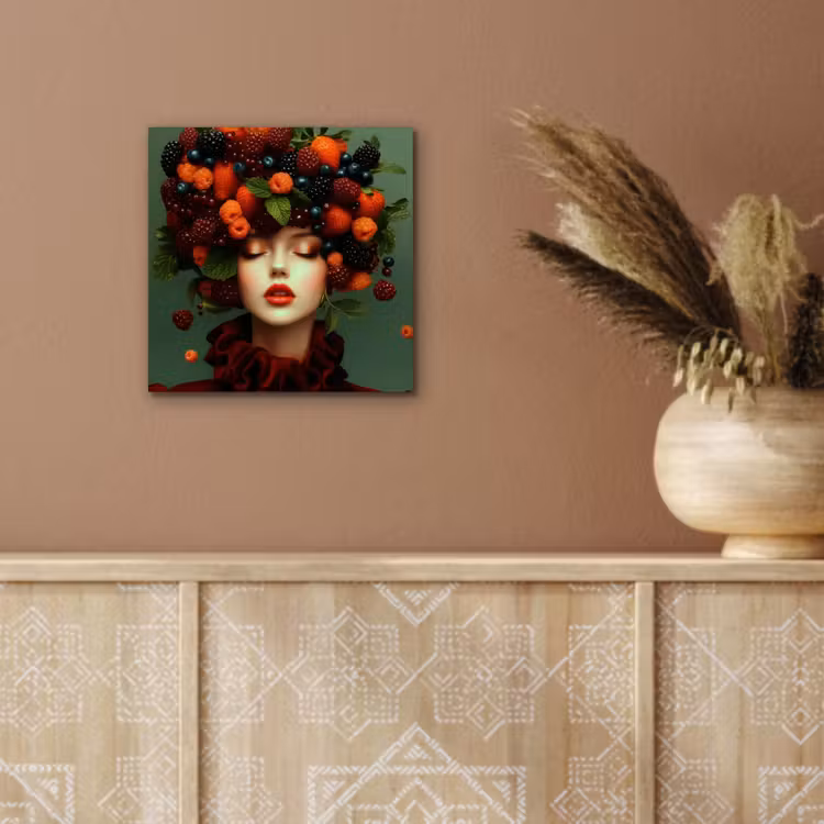 Aluminium schilderij - Vrouw - Aardbeien - Frambozen - Bramen - Bessen — 5