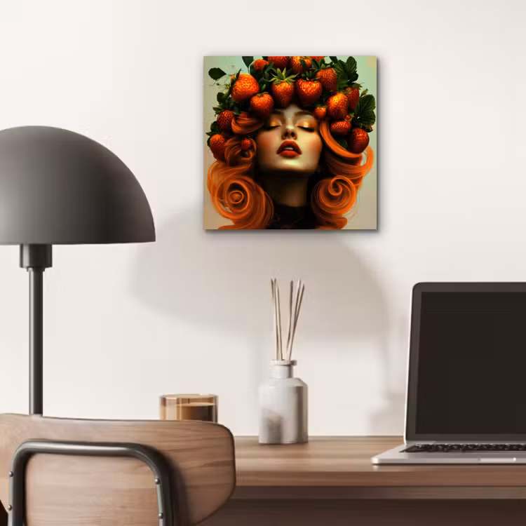 Aluminium schilderij - Vrouw - Aardbeien - Kroon — 6