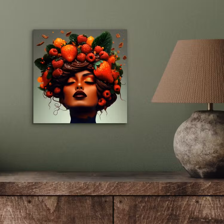 Aluminium schilderij - Vrouw - Chocolade - Frambozen - Aardbeien - Koekjes — 3